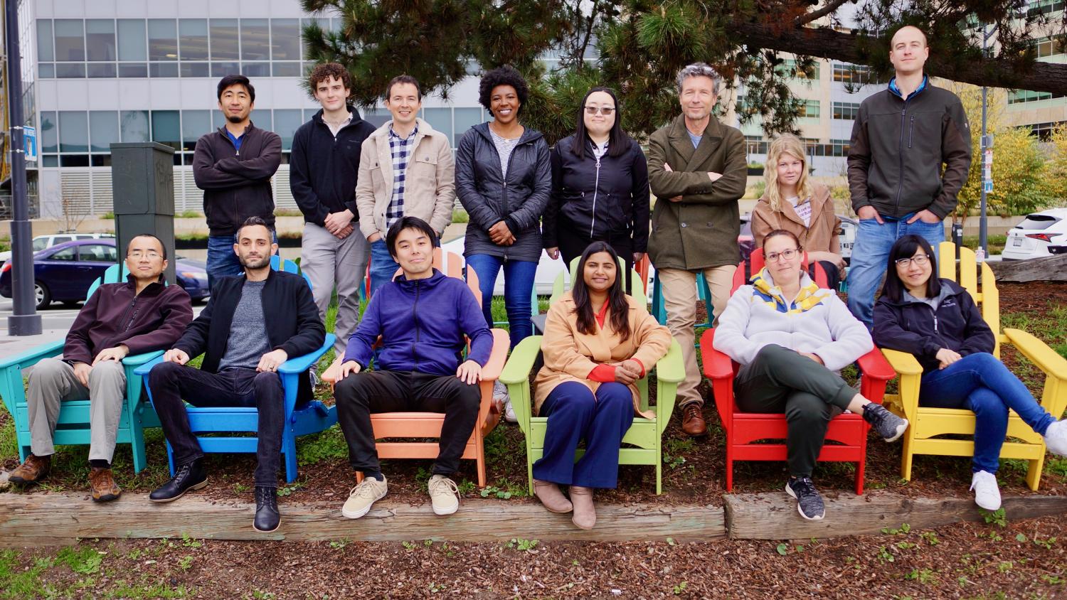 Scanziani lab team members sitting outside.